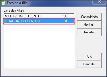 5.4.4 Clique no botão [Gravar] para concluir. 6 FILIAL ATIVA 6.1 Acesse o menu CONTROLE, clique em FILIAL ATIVA; 6.