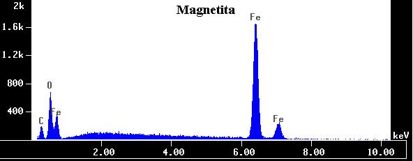 CAPÍTULO 5. RESULTADOS 78 FIGURA 43 Espectrograma de análise qualitativa (EDS) de ME para a magnetita do albitito, amostra 200907-21.