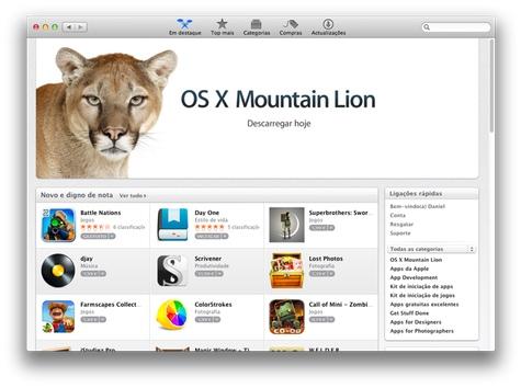 Instalação directa pela App Esta é talvez a forma mais rápida e comum de se instalar o Mac OS Mountain Lion. É descarregada da App Store a aplicação de instalação do novo sistema operativo.