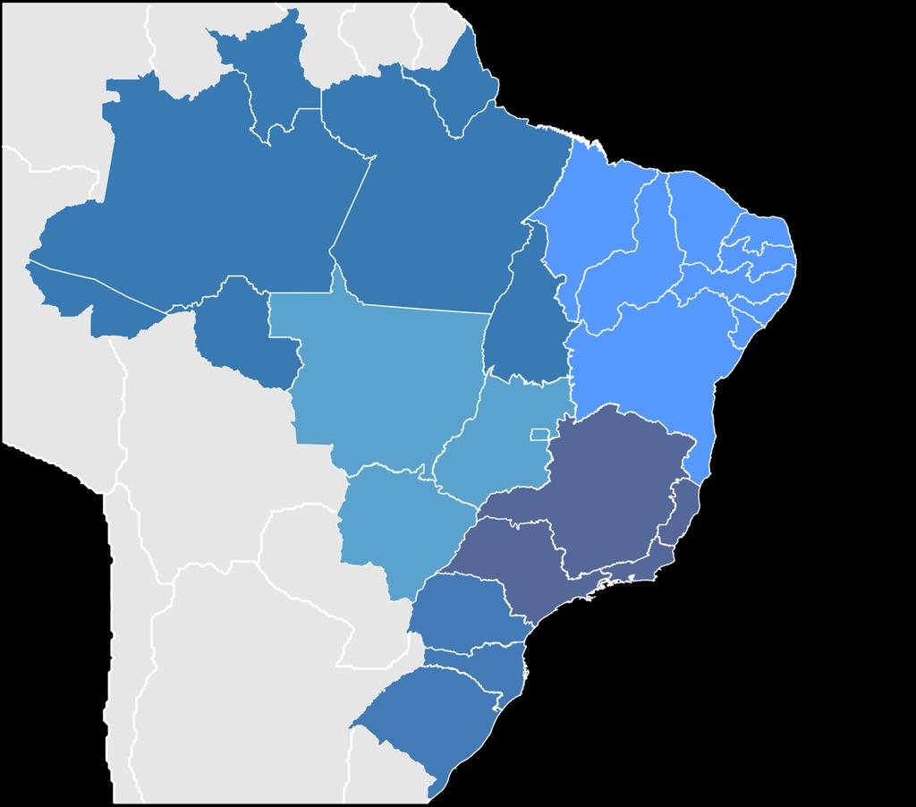 ANÁLISE 2014 POR REGIÕES: SÍNTESE EM VALORES Região Norte Investimentos em P&D R$ 387,07 mi Renúncia fiscal R$ 79,12 mi Renúncia fiscal/empresa R$ 3,60 mi