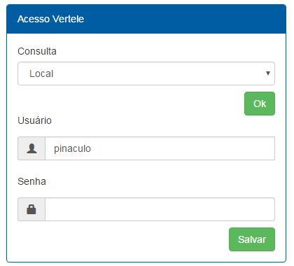 5.2.2.2. Acesso ao Vertele Configurações de usuário e senha para consulta a portabilidade e configuração do servidor de consulta.