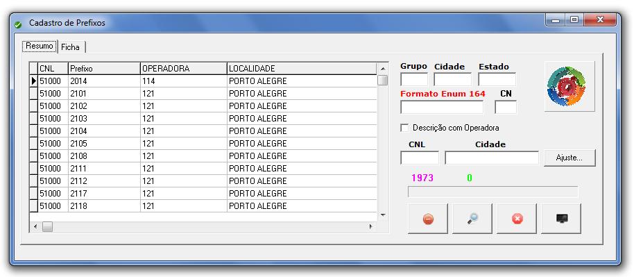 Cadastro de Prefixos Aqui são cadastrados os prefixos locais. Juntamente ao cadastro dos prefixos são associados os códigos locais das operadoras.