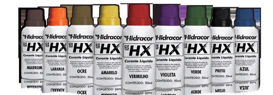 CORANTE HX Corante líquido Concentrado Mais qualidade Maior tingimento Fácil mistura O Corante HX Hidracor é uma solução composta de pigmentos, desenvolvido para tingir tintas à base de látex PVA,