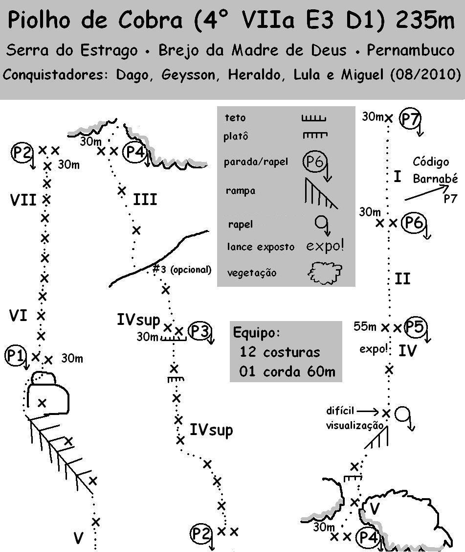 62 7. Piolho de Cobra (4 VIIb E3 D1) 235m Via com alguns lances em