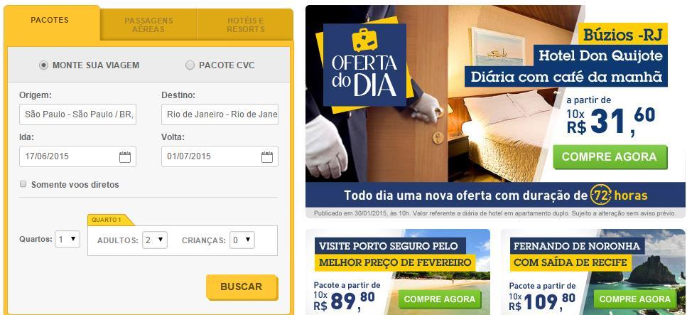 Nova plataforma online e ampliação do portfolio de produtos contribuíram para o crescimento de 45% em 2014 Desenvolvimentos em 2014 Nova Area Online Crescimento de 80% em viagens curtas para destinos