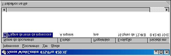 5.4Cancelamento de um trabalho de impressão Esta seção explica como cancelar um trabalho de impressão. 5.4.1 Cancelamento pelo computador Veja abaixo um exemplo de como cancelar um trabalho em ambiente Windows 98.