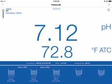 Ecrãs de calibração claros e concisos A aplicação Hanna Lab permite a calibração em cinco pontos. O valor padrão é automaticamente reconhecido e corrigido na temperatura para 25.