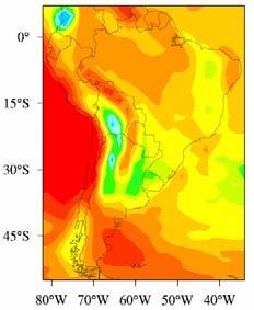 NCEP/NCAR informa valores entre 3 e 5 mm/dia para todos os