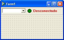 Brush/Color = clgreen Height = 17 Left = 112 Shape = stcircle Top = 7 Width = 17 No componente Label vamos mudar as seguintes propriedades: Name = LabelConnected Caption = Desconectado Font/Color =
