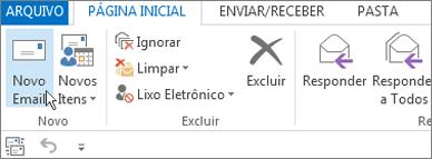 Para criar uma mensagem de email, pressione Ctrl+Shift+M. Quando terminar, clique em Enviar.