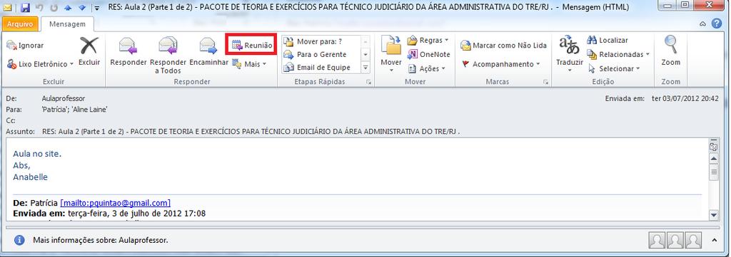 Ao clicar no botão será aberta a tela seguinte: Aperfeiçoamentos da Pesquisa Instantânea O Outlook 2007 introduziu a Pesquisa