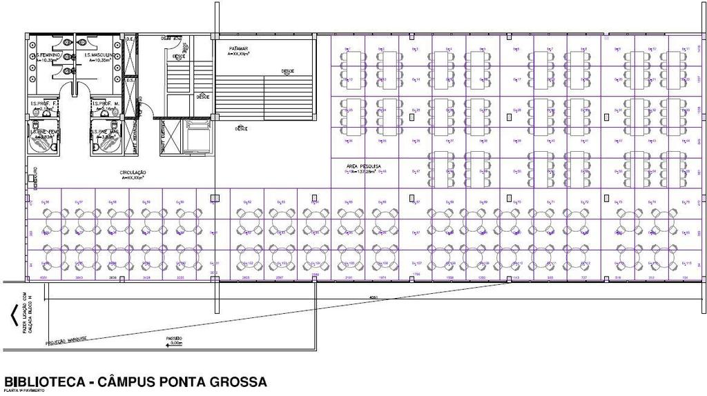 162 Malha de pontos da biblioteca de Ponta Grossa 1º Pavimento Gráfico contendo todos os pontos medidos na biblioteca de Ponta Grossa, com os valores