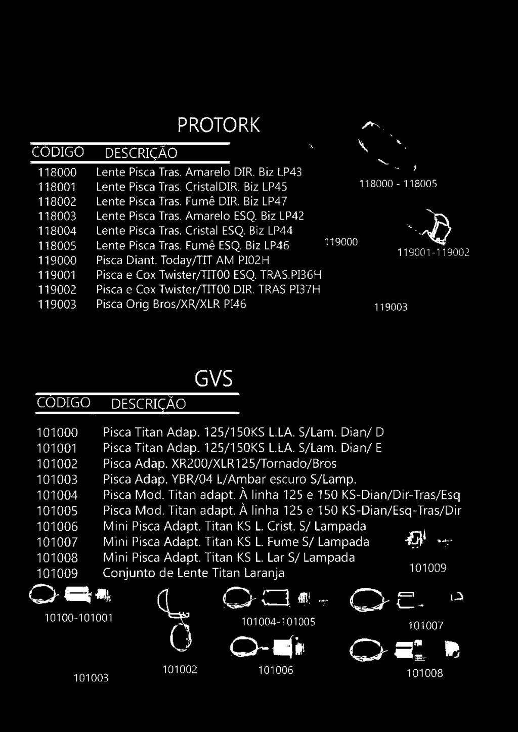 LA. S/Lam. Dian/ D Pisca Titan Adap. 125/1 SOKS L.LA. S/Lam. Dian/ E Pisca Adap. XR200/XLR 125/Tornado/Bros Pisca Adap. YBR/04 L/Ambar escuro S/Lamp. Pisca Mod. Titan adapt.