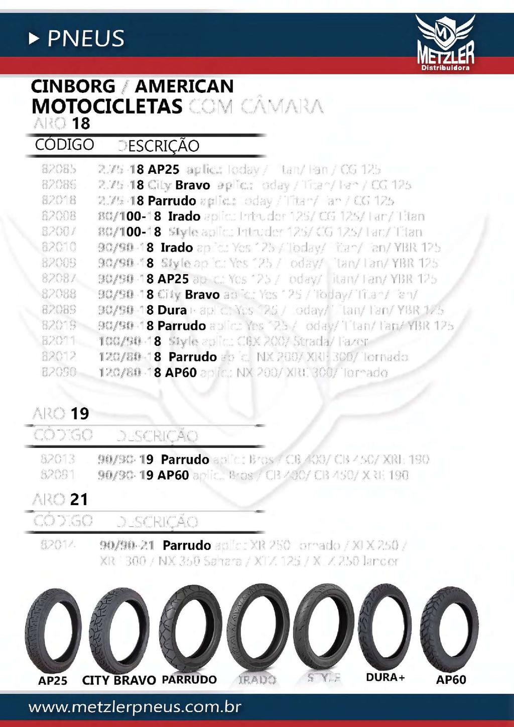 CINBORG / AMERICAN A MOTOCICLETAS COM CAMARA ARO 18 82085 82086 82018 82008 82007 82010 82009 82087 82088 82089 82019 82011 82012 82090 ARO 19 2. 75-18 AP25 aplic.: Today / Titan/ Fan / CG 125 2.