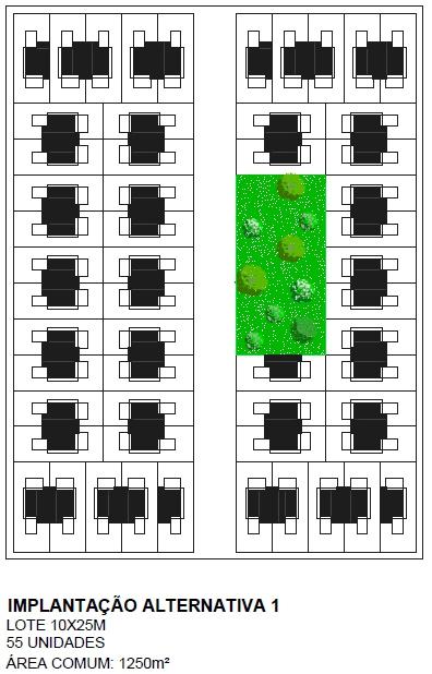 A revisão dos m o d e l o s t r a d i c i o n a i s d e implantação na quadra se faz necessária, por isso foram feitas a l g u m a s s u g e s t õ e s d e implantação alternativas.