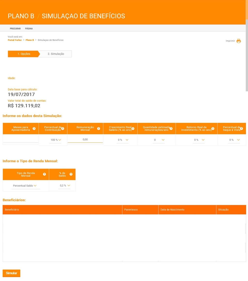 Benefícios Simular Benefício Com esta ferramenta é possível simular o benefício futuro.