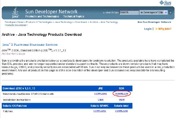 Nota: Figura 1 aparece de um modo assim que a tabela com uma lista de transferências é visível. 2. Encontre Windows/Linux/Solaris SPARC/Solaris x86 na tabela. 3.