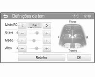 Introdução 17 Modo EQ (EQ: Equalizador) Utilize esta definição para optimizar a tonalidade do som para o estilo de música, p. ex. Rock ou Clássica. Seleccione o estilo de som pretendido.