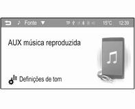 36 Dispositivos externos A reprodução das faixas de áudio arranca automaticamente. As definições de volume e som podem ser reguladas através do Sistema de informação e lazer.