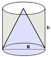 2. Quantos litros de água conseguimos colocar no interior do sólido da figura, sabendo que o cilindro está ocupado por um cone de igual altura e base: - o perímetro da base do cilindro é