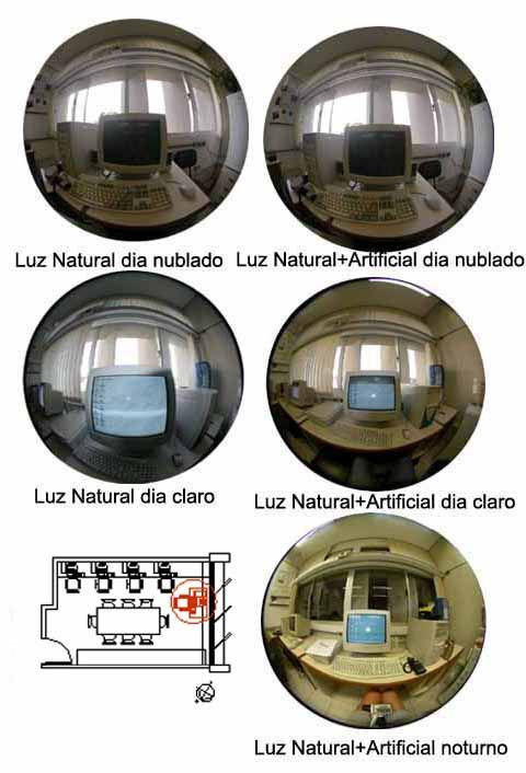 seqüência foram analisados os dados obtidos por estas medições e utilizados para a determinação do índice de ofuscamento por luz natural (DGi) pela fórmula de Cornell, com o intuito de verificar a