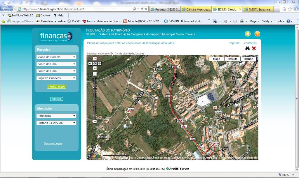 como por exemplo, a consulta dos Planos Municipais de Ordenamento do Território (Figura 4) e o Sistema de Informação Geográfico do Imposto Municipal