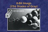 Uma imagem binária simula níveis de cinza através do agrupamento de pixels preto ou branco.