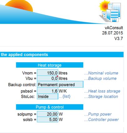 TUTORIAL PARA A FERRAMENTA ONLINE Sistema misto de aquecimento de água quente Passo preliminar: Qnonsol no SOLCAL O cálculo de Qnonsol requere (continuação): Dados do sistema de armazenamento Vnon