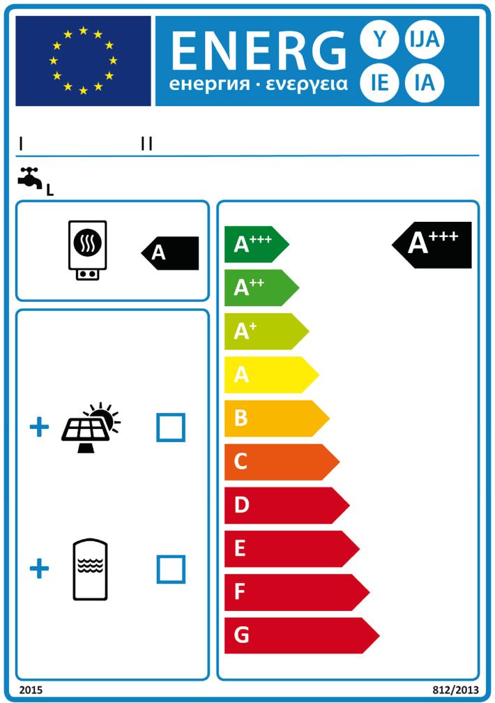 AS ETIQUETAS ENERGÉTICAS Sistemas mistos de aquecedor de água e dispositivo solar, classes de A +++ a G 1 2 3 4 5 6 1. Nome do fornecedor ou a marca comercial; 2.