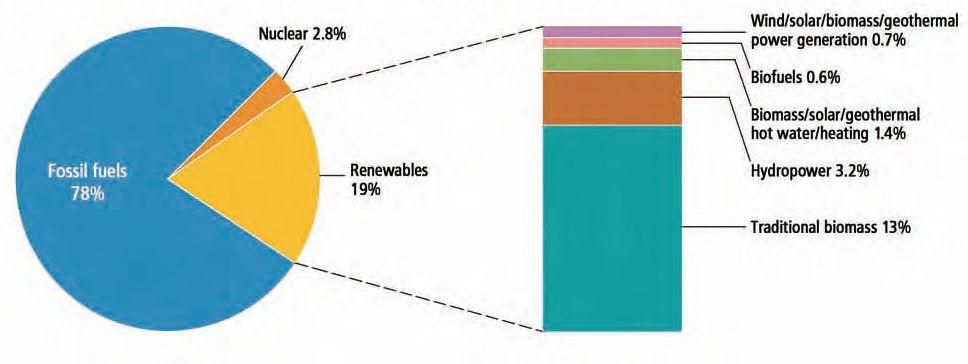 Participação das Energias Renováveis no Consumo Final de Energia Global fonte: REN21 Renewable Energy