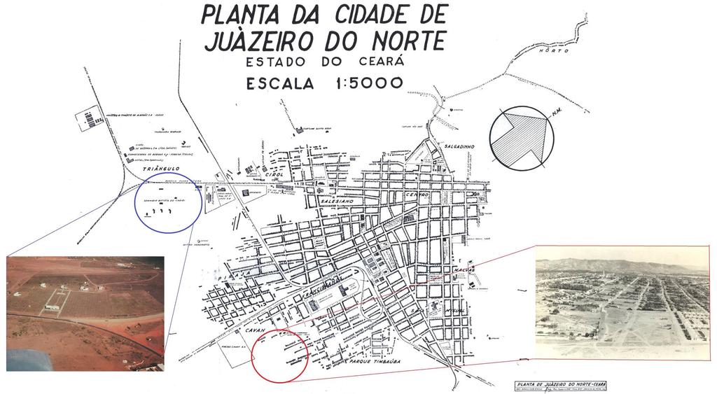 Figura 7 - Juazeiro do Norte. Morfologia da cidade no final dos anos 1960 com a imagem da direita do início dos anos 1970.