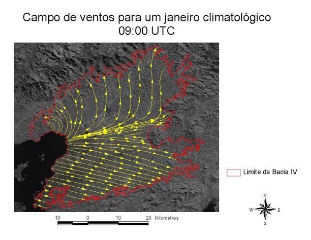 se a digitalização do perímetro da Bacia Aérea IV (sugerida no projeto de tese), a direção predominante dos campos de ventos, além de mapas temáticos associados ao estudo.