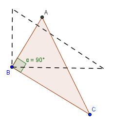 base do triângulo. Dessa forma o estudante teria desenhado o triângulo, ou seja, quando um dos vértices é arrastado, o triângulo não possui mais um ângulo reto, descaracterizando assim sua construção.