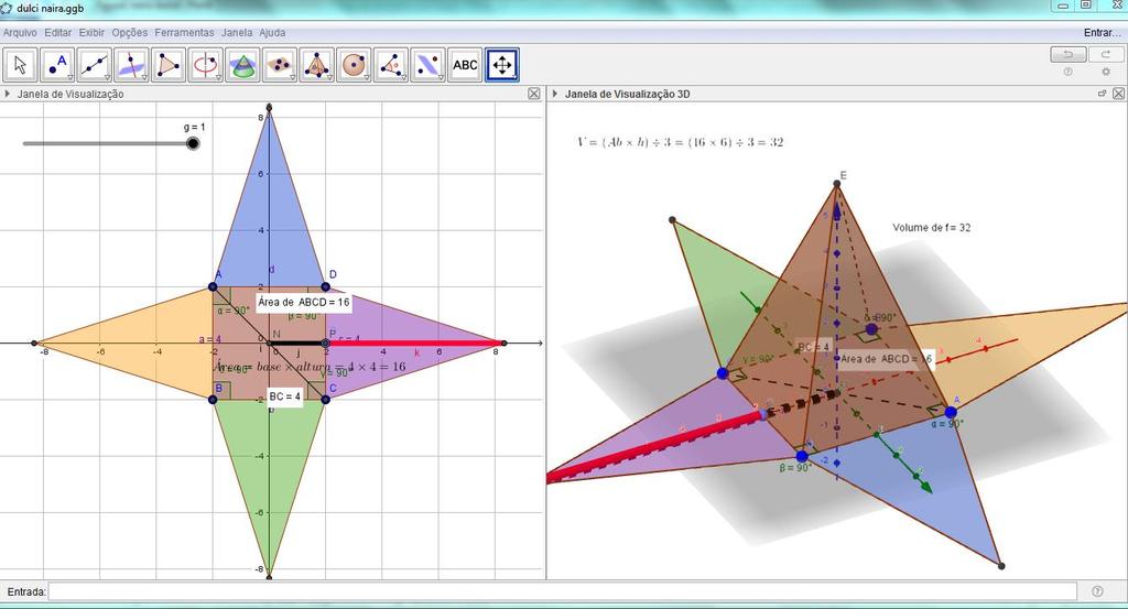 Figura 2 Representação da Pirâmide planificada no ambiente 3D
