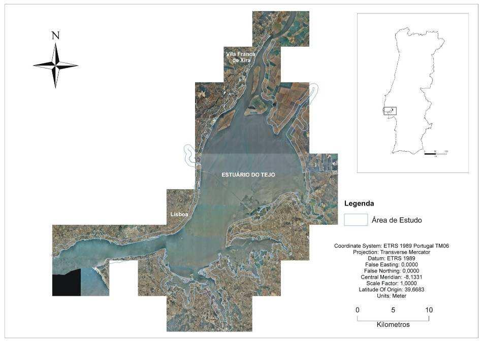 Figura 2 Localização da área de estudo. Base cartográfica: ortofotomapas digitais do Instituto Geográfico Português (IGP), 2007.