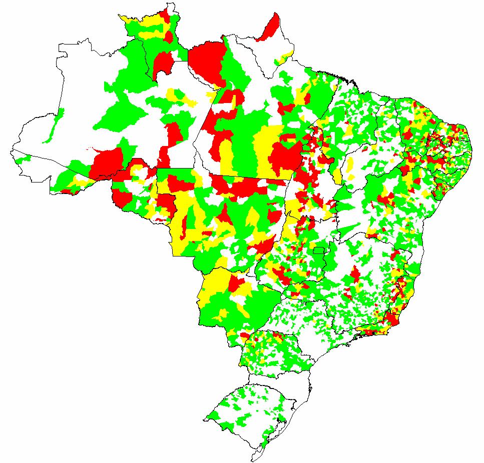 Figura 1: Incidência de Dengue por Município de Residência, Brasil, 2008* Incidência/ 100.000 hab.