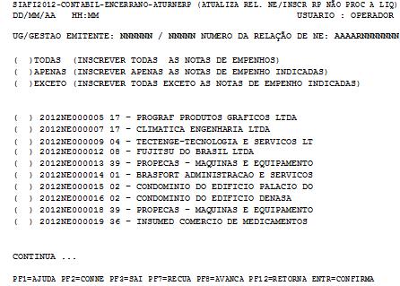 Inscrição de RP Não