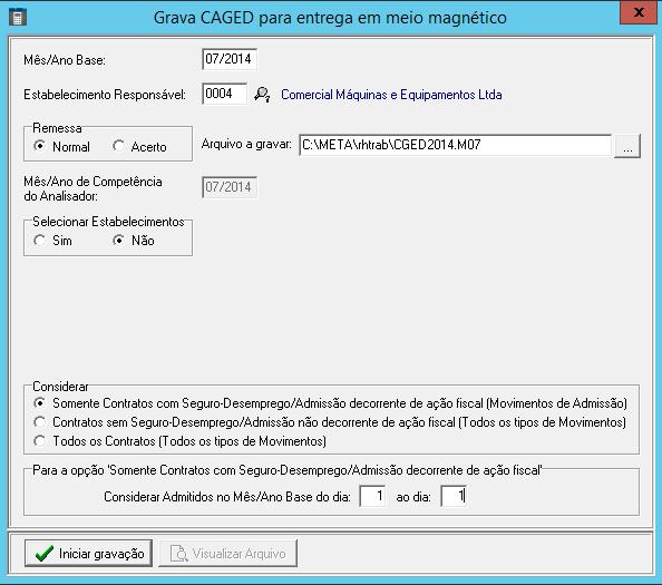 Nesta, observe os novos quadros para indicar as movimentações que devem ser consideradas no processamento.