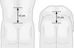 Figura 1 - Teste de Schober Palpação da região lombar, incluindo apófises espinhosas, espaços intervertebrais e musculatura da região paravertebral.