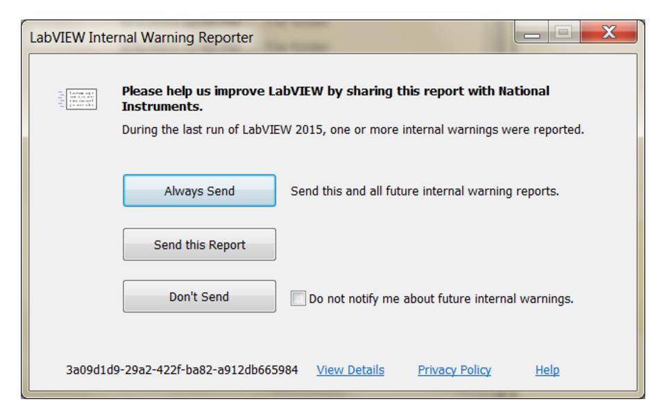 NI Error Reporting (NIER) Introduzido no LabVIEW 2011 Serviço de reporte de erro para mandar