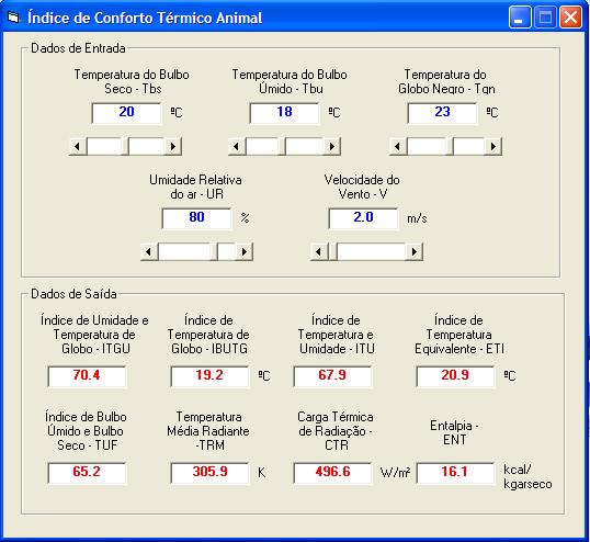 Ao se clicar em índice de conforto térmico, vão aparecer as opções índice de conforto térmico animal e índice de conforto térmico humano, como
