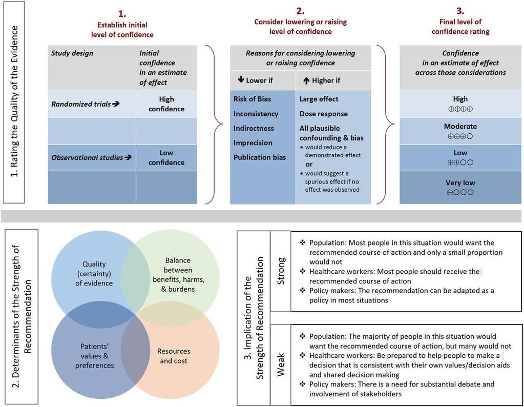 Approach and implications to rating the quality of evidence and strength of recommendations using the Grading of Recommendations Assessment, Development and Evaluation (GRADE) methodology