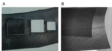 LABORATÓRIO DE DESENVOLVIMENTO DE NOVOS PRODUTOS: APROXIMANDO INDÚSTRIA E UNIVERSIDADE, FOMENTANDO A INOVAÇÃO MODA Figura 6: Testes de corte e gravação a laser. Fonte: Beretta et al. 2014.