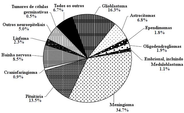 Figura 1 Distribuição de tumores cerebrais e de SNC primários,