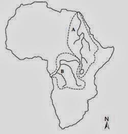 03 Observe o mapa a seguir. O mapa anterior indica duas importantes bacias hidrográficas africanas. Quais são elas, respectivamente?