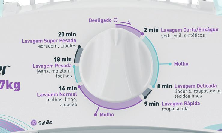 Linha MAIS ÁGILE LAVADORA Capacidade e eficiência para o dia a dia. Facilidade e beleza Lavagem por turbilhonamento: limpeza homogênea e eficaz.