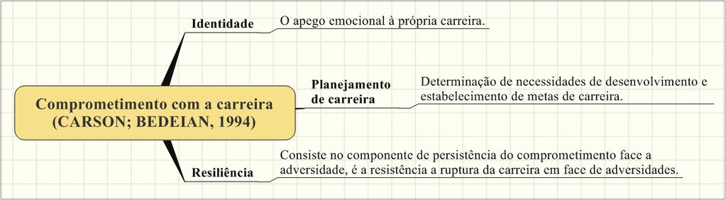 escala possui três sub-escalas, com quatro itens cada uma, que mensuram fatores de identidade, resiliência e planejamento de carreira, que se encontram descritos na Figura 1: Figura 1 As dimensões do