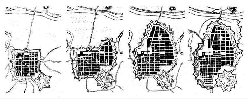Evolução do traçado urbano da cidade-colônia de Torino (Turim) 500 dc 1620 1675 1714 Além do zoneamento funcional e da grade reticular, a idéia de cidade que o mundo clássico transmitirá