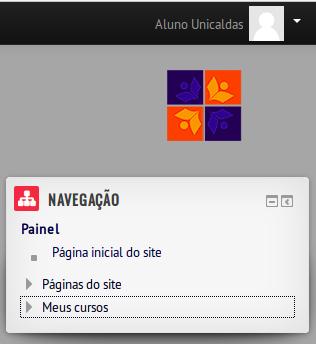 4. NAVEGAÇÃO No bloco Navegação, temos as opções: Minha página inicial; Páginas do site; Meu perfil; Curso atual; Meu e-mail e Meus cursos.