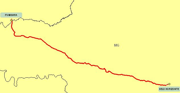 Página 24 3.2 Ligação BELO HORIZONTE (MG) ITUMBIARA (GO) A ligação BELO HORIZONTE (MG) ITUMBIARA (GO) deverá ser atendida por meio de 1 itinerário principal, conforme mostrado nos subitens seguintes.